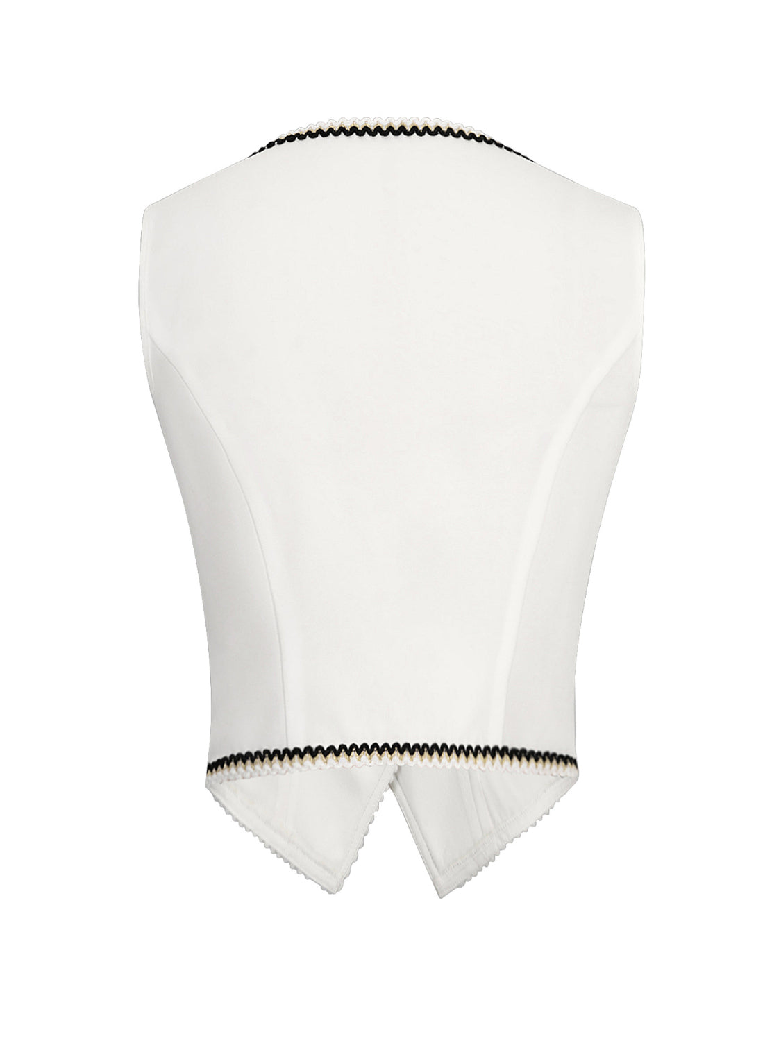 Buttoned Contrast Trim Vest Coat