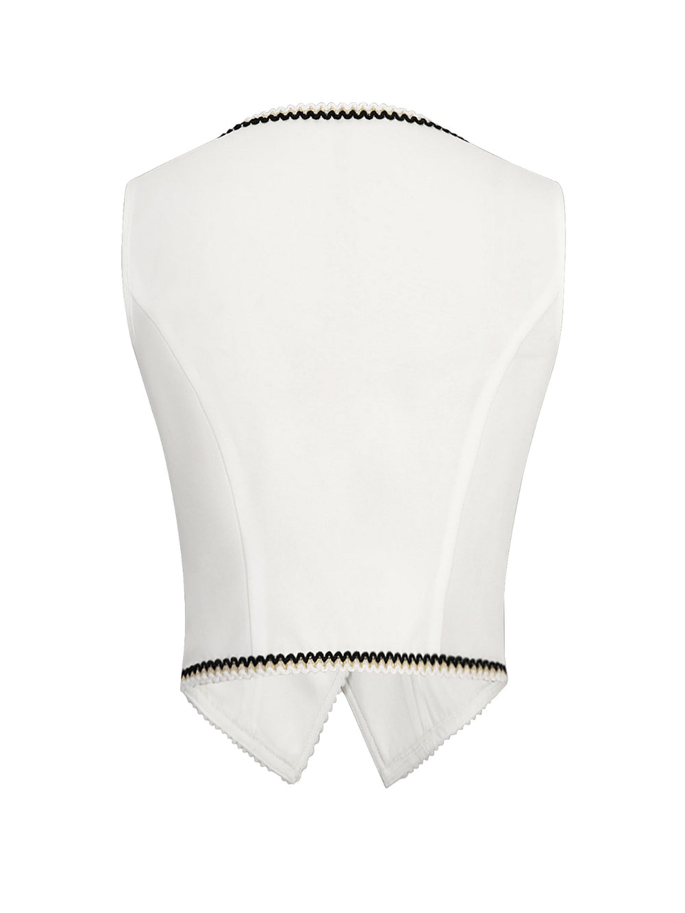 Buttoned Contrast Trim Vest Coat