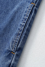 Short Sleeve Collared Patched Pocket Denim Mini Dress