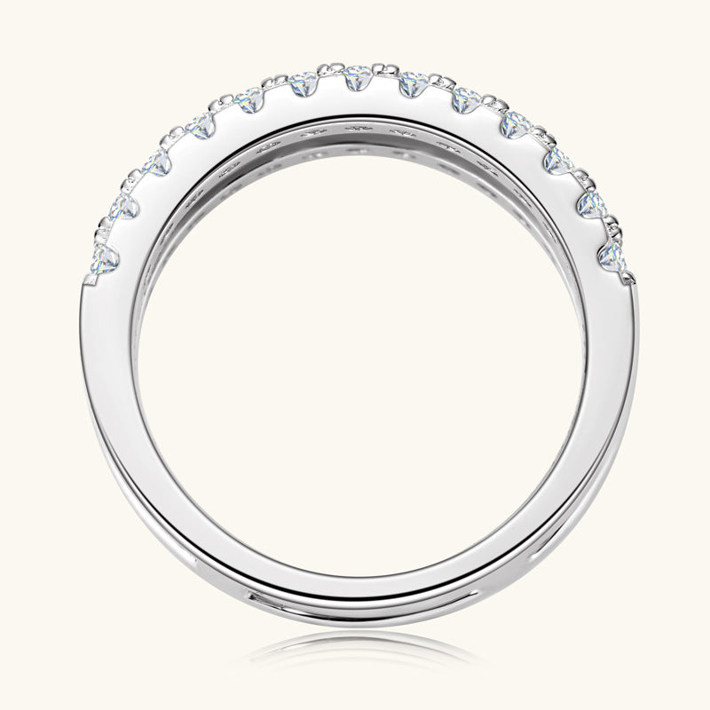 925 Sterling Silver Moissanite Double Layered Ring - felvior