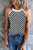 Checkered Grecian Neck Tank - felvior