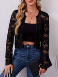 Lace Open Front Long Sleeve Jacket - felvior