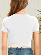 Round Neck Short Sleeve Crop T-Shirt