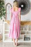 Reborn J Ruffled Sleeveless Tiered Midi Dress - felvior