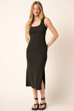 Mittoshop Side Slit Wide Strap Midi Tank Dress - felvior