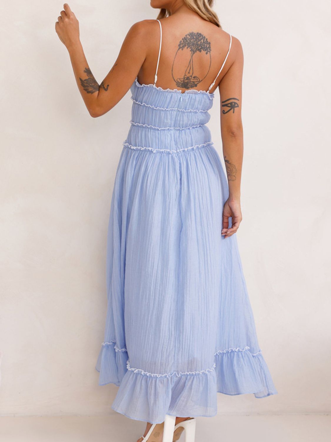 Devine Frill Ruffled Hem Midi Cami Dress - felvior