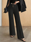 Chain Detail High Waist Pants - felvior