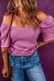 Textured Square Neck Half Sleeve Top - felvior
