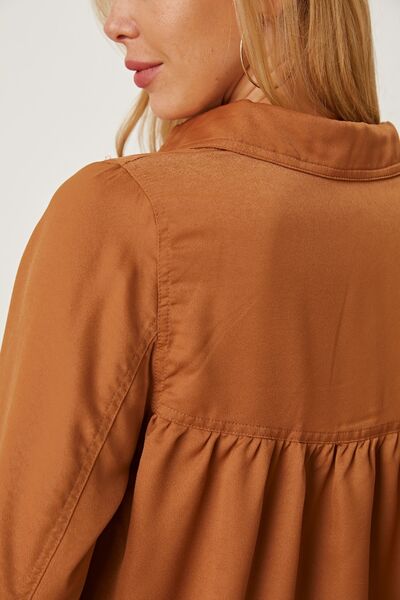 Balloon Sleeve Collared Neck Blouse - felvior