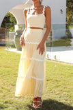 Contrast Trim Cami and Maxi Skirt Set - felvior