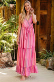 Printed Surplice Maxi Cami Dress - felvior