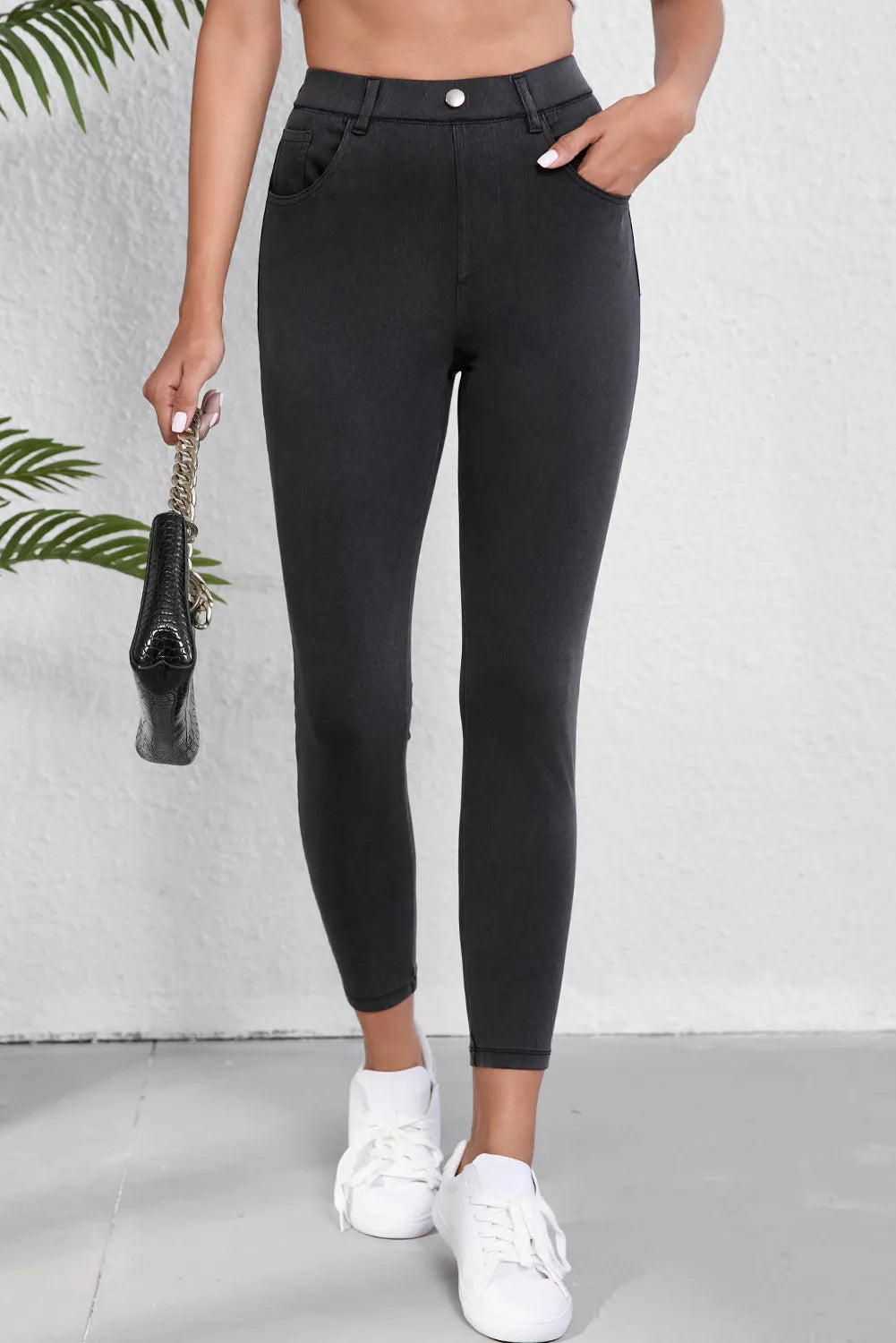 High Waist Jeans with Pockets - felvior