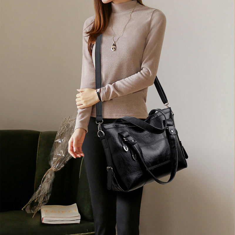 PU Leather Medium Handbag - felvior