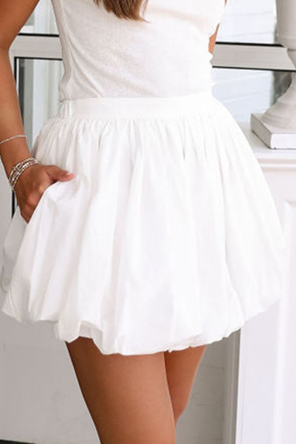 Bubble Mini Skirt with Pockets