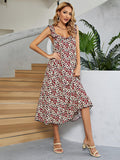 Printed Ruffled Sleeveless Midi Dress - felvior