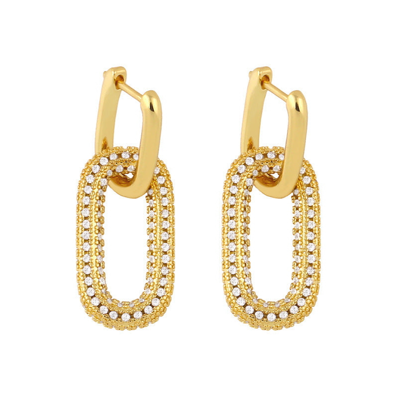 18K Gold-Plated Inland Zircon Earrings - felvior