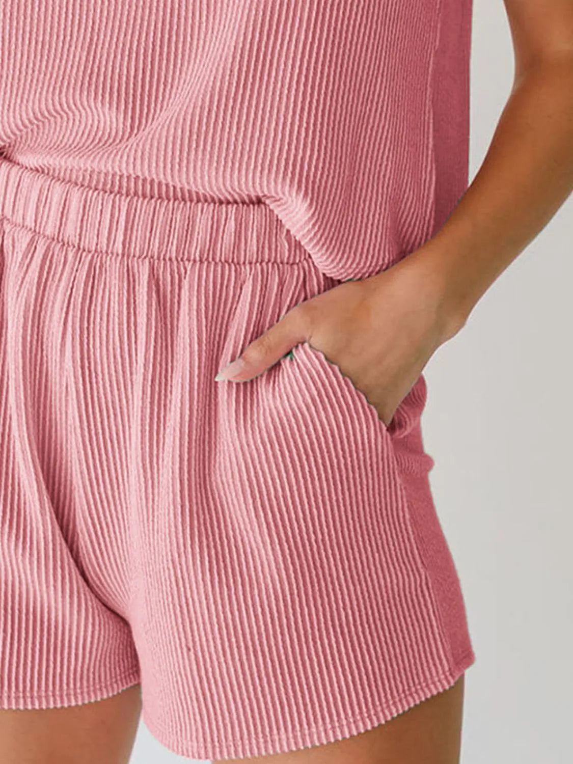 Round Neck Sleeveless Top and Shorts Set - felvior