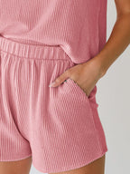 Round Neck Sleeveless Top and Shorts Set