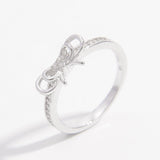 925 Sterling Silver Inlaid Zircon Bow Ring - felvior