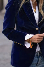 One Button Lapel Collar Long Sleeve Blazer