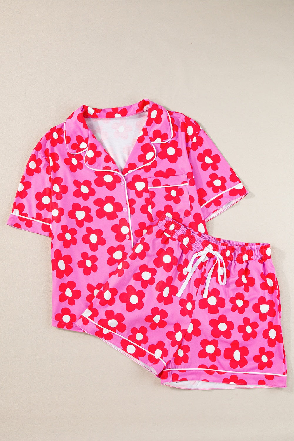 Pocketed Flower Half Sleeve Top and Shorts Lounge Set - felvior