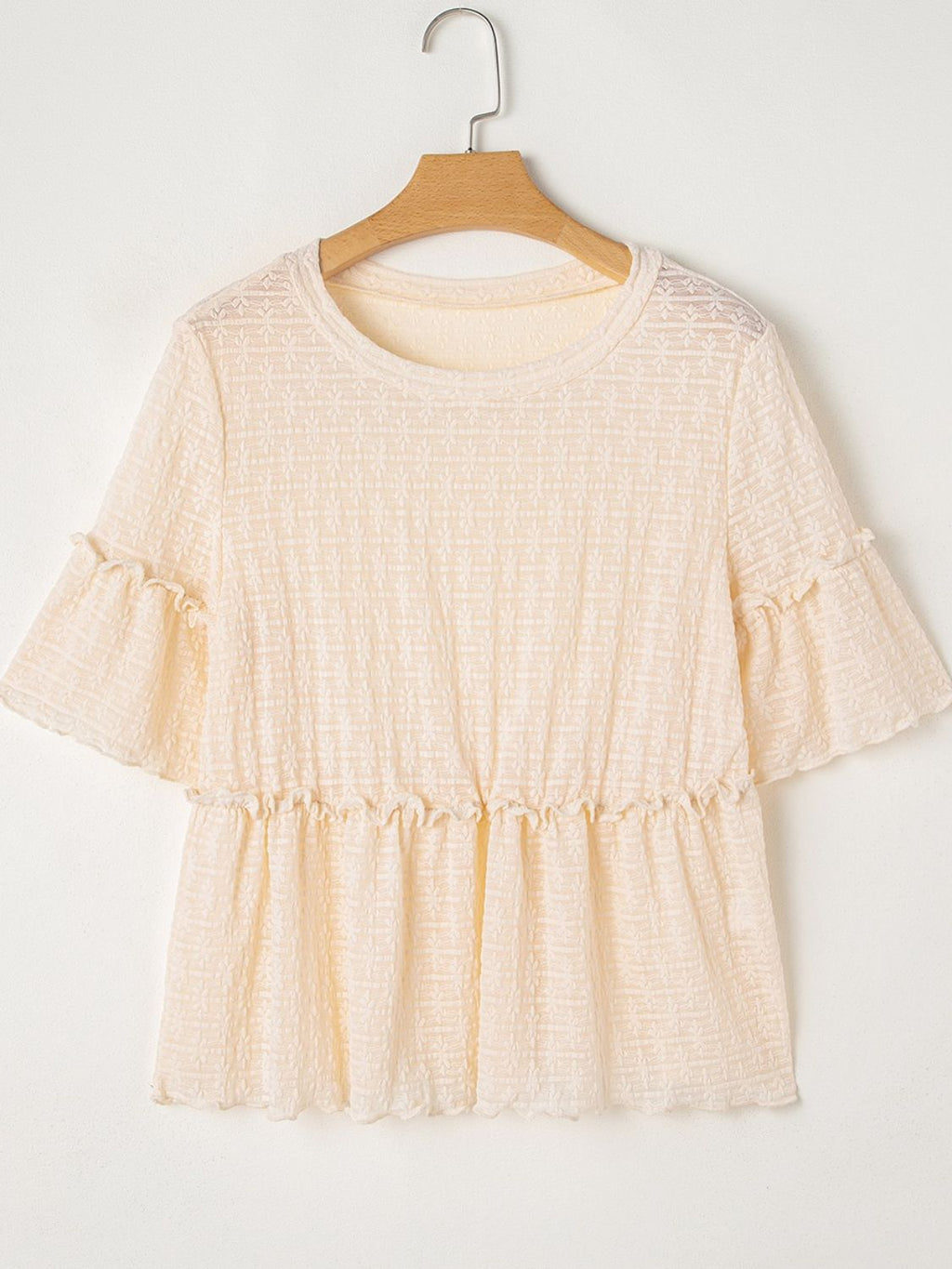 Frill Round Neck Half Sleeve Blouse