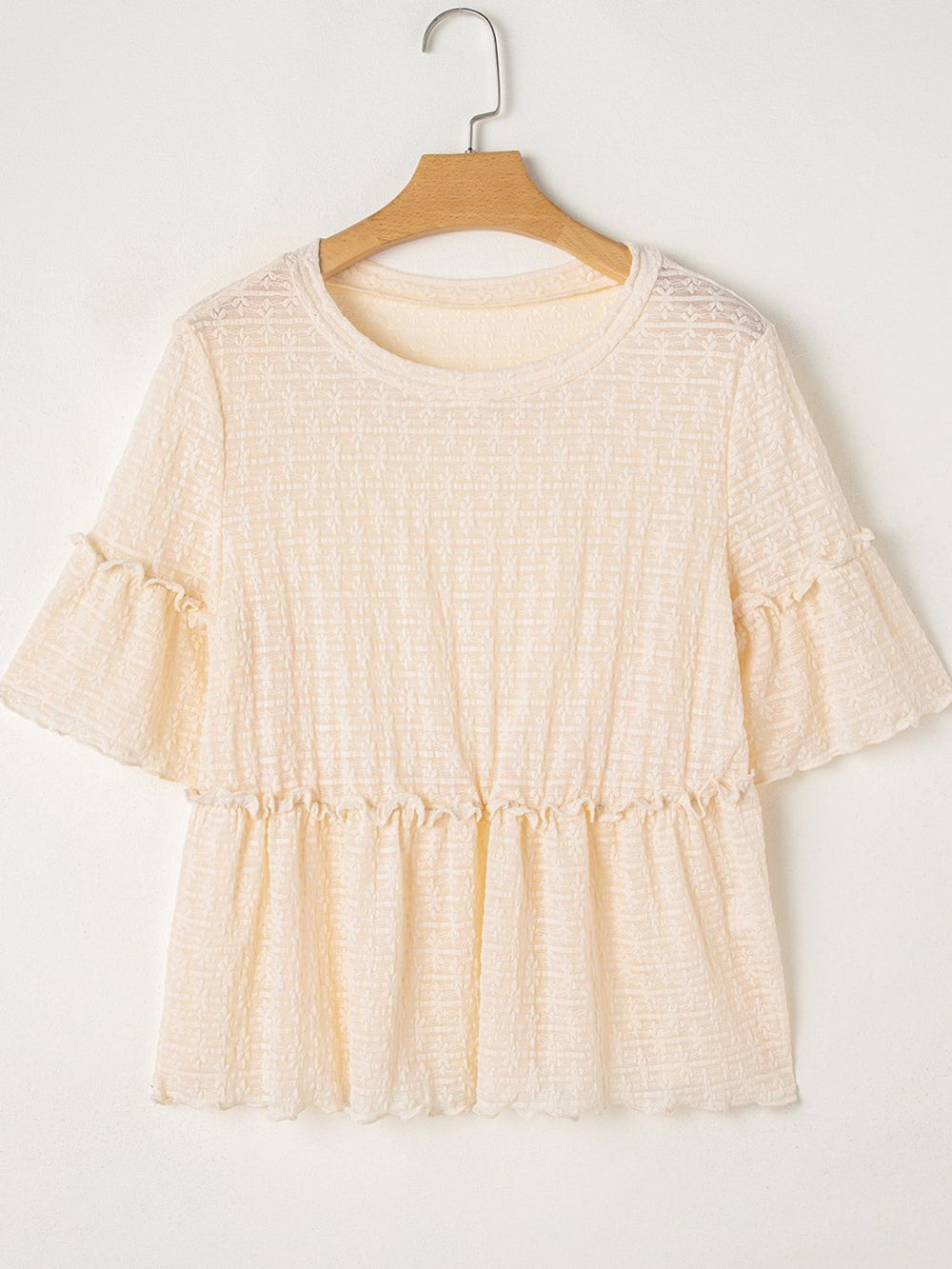 Frill Round Neck Half Sleeve Blouse