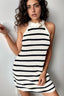 Contrast Striped Drawstring Detail Sleeveless Sweater Dress