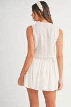 MABLE Eyelet Lace Top and Mini Skirt Set