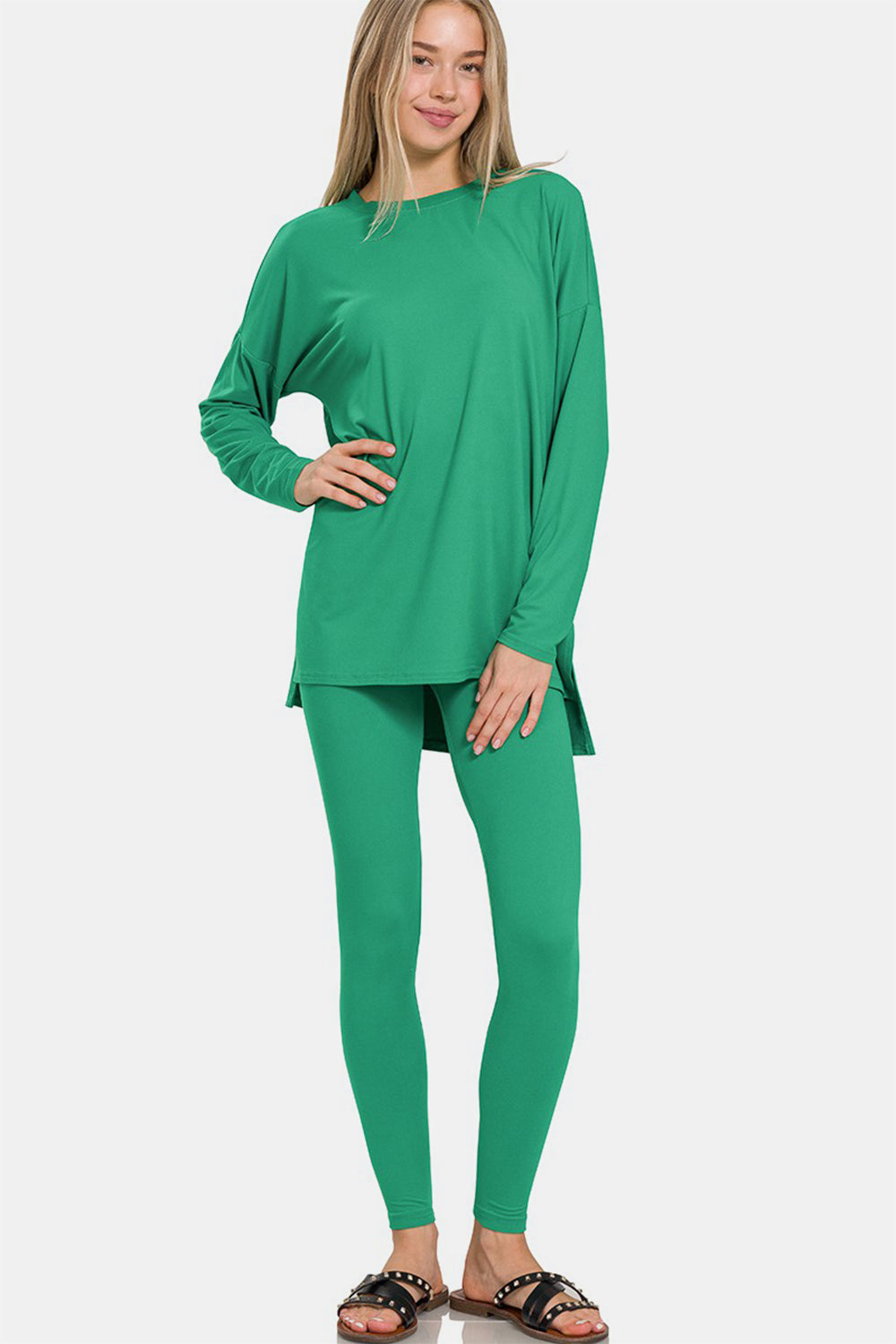 Zenana Full Size Brushed Microfiber Top and Leggings Lounge Set - felvior