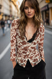 Oh Full Size Animal Print Button Down Plunge Top - felvior