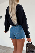 Raw Hem Denim Skorts