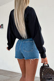 Raw Hem Denim Skorts - felvior