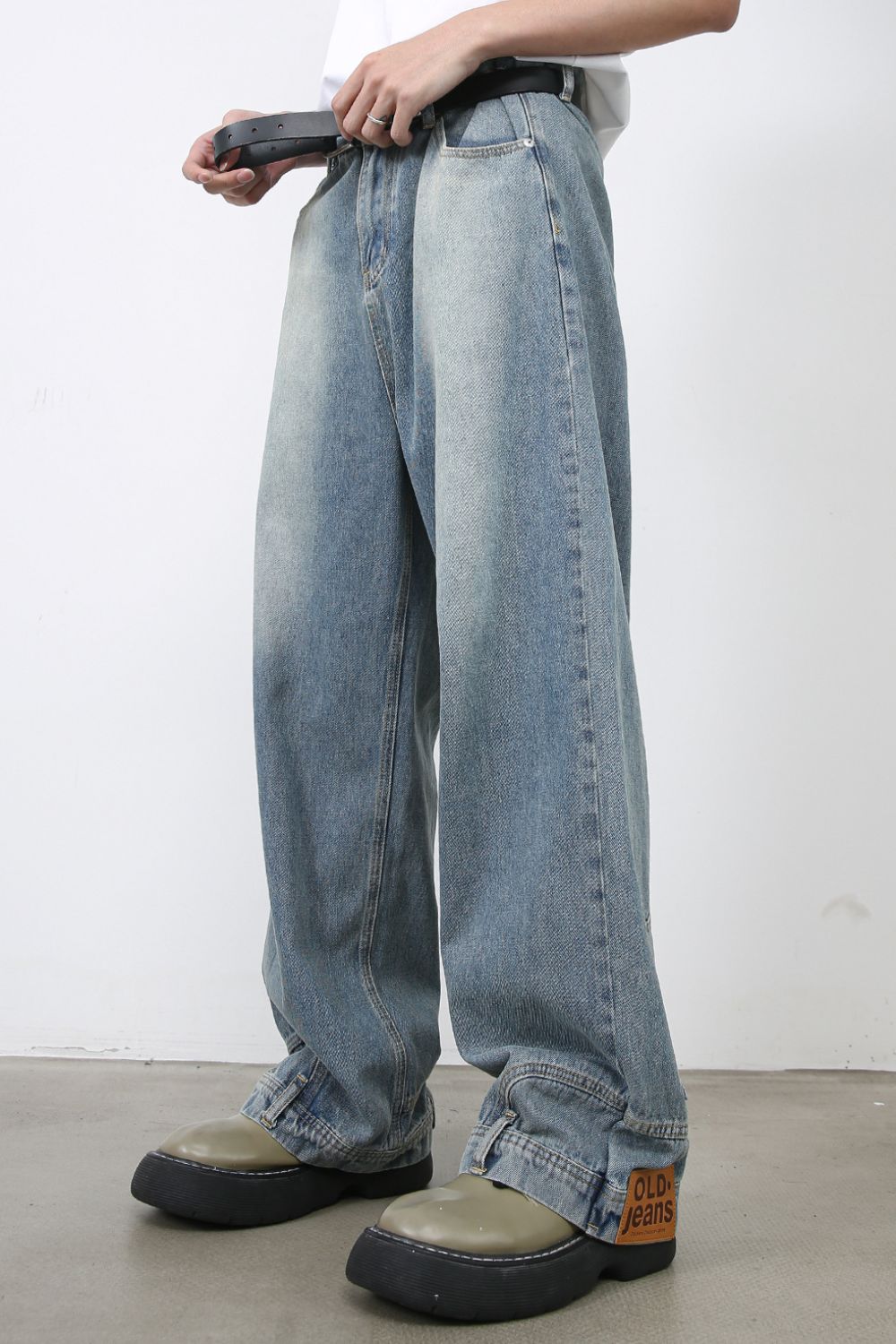 Men's Washed Loose Jeans with Pockets - felvior