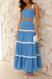 Contrast Trim Cami and Maxi Skirt Set - felvior