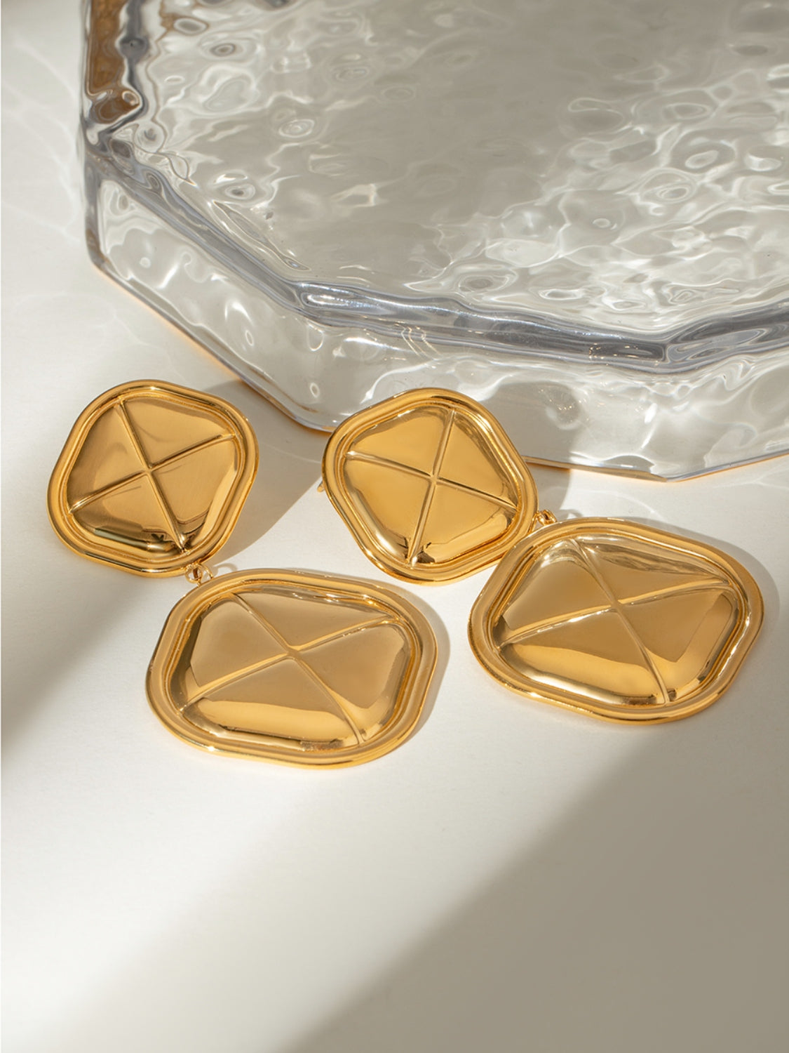18K Gold-Plated Stainless Steel Square Earrings - felvior