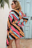 Plus Size Printed Surplice Neck Mini Dress - felvior