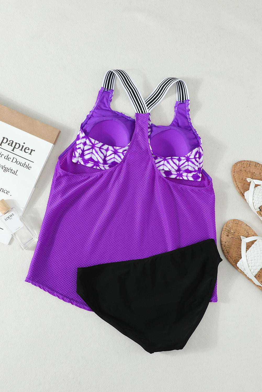 Scoop Neck Wide Strap Tankini Set - felvior