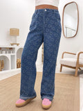 Heart Washed straight Leg Jeans - felvior