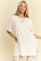 Davi & Dani Short Sleeve Side Slit T-Shirt with Pockets