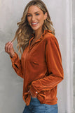 Notched Frill Detail Long Sleeve Blouse - felvior