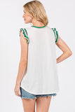 Ces Femme Contrast Striped Sleeveless Round Neck Top - felvior