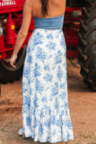 Split Asymmetrical Ruffled Printed Skirt - felvior