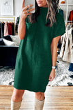 Mock Neck Short Sleeve Sweater Dress - felvior