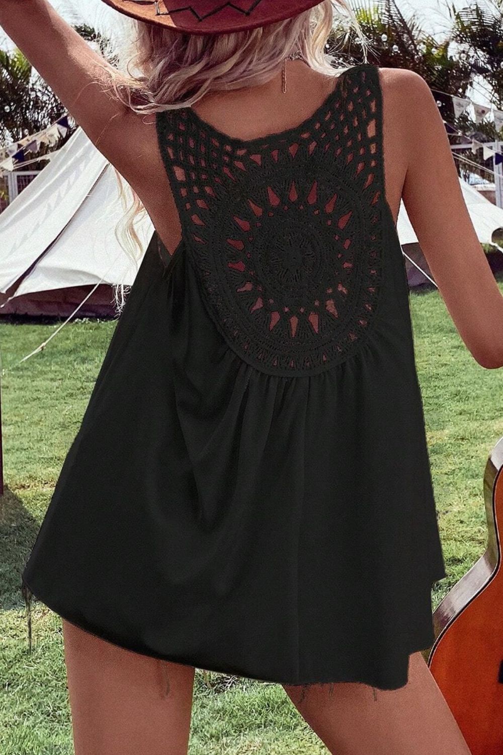 Openwork V-Neck Tank - felvior