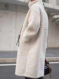 Plus Size Drawstring Zip Up Turtleneck Sherpa Coat - felvior