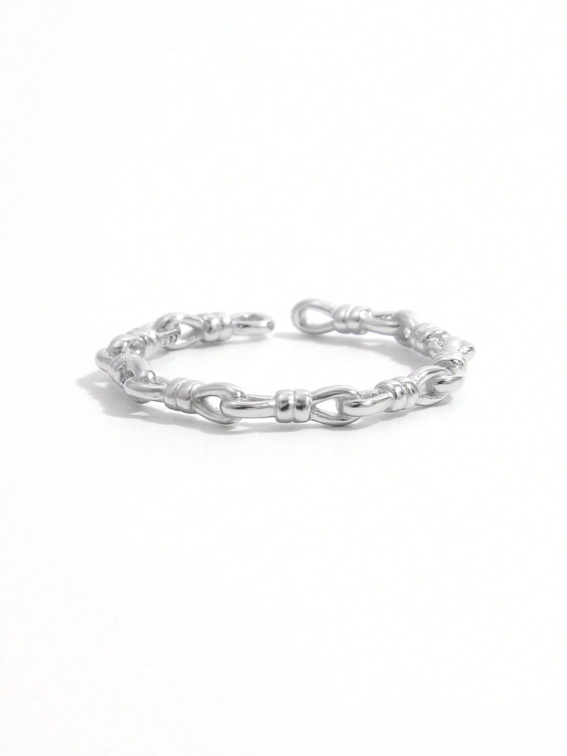 925 Sterling Silver Knot Shape Open Ring - felvior