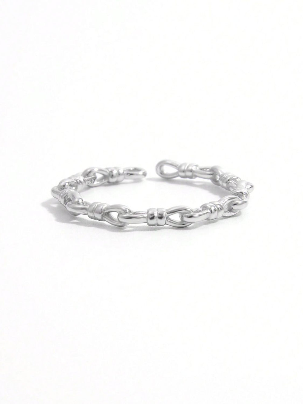 925 Sterling Silver Knot Shape Open Ring - felvior