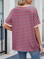 Striped Round Neck Half Sleeve T-Shirt