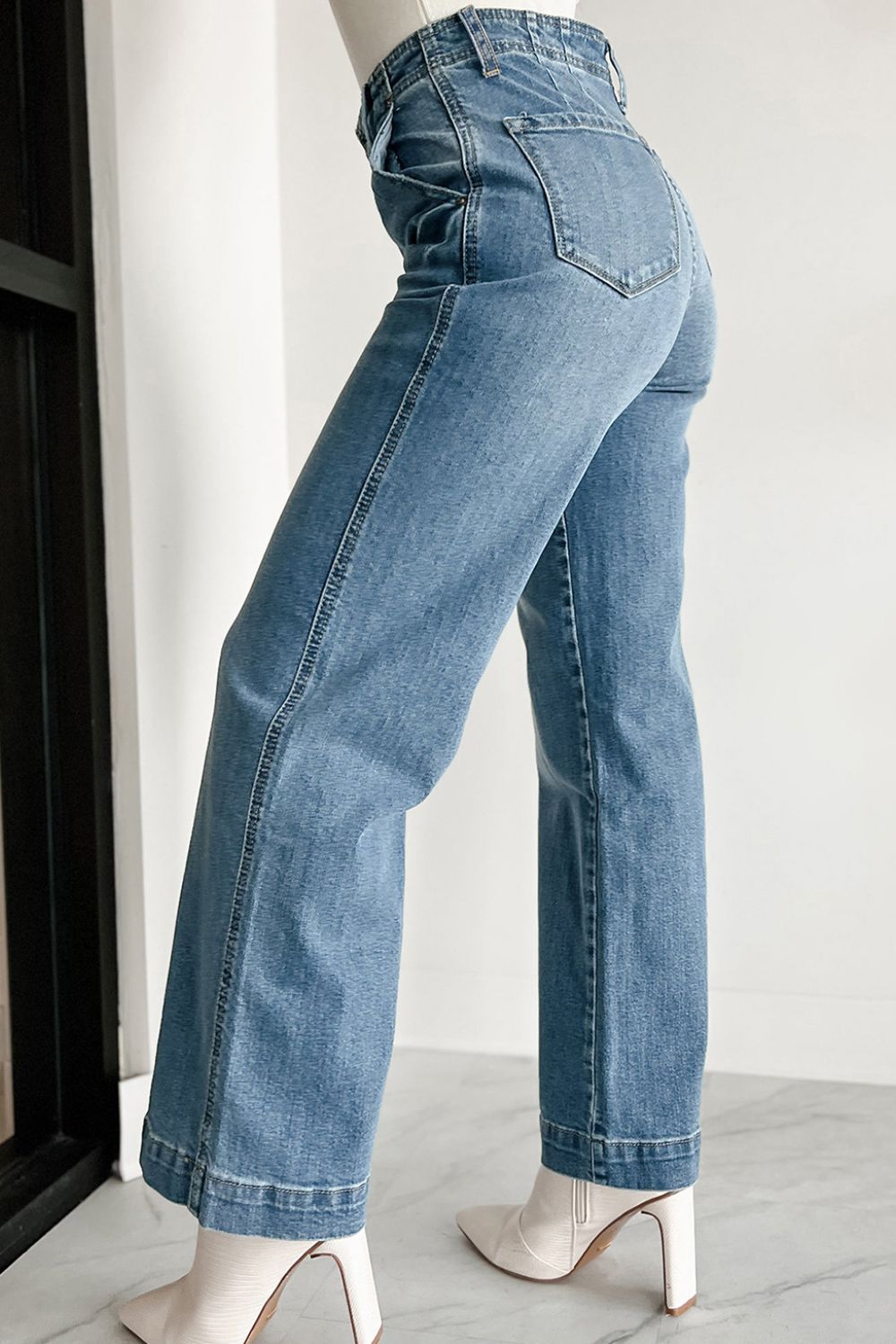 Button Fly High Waist Jeans - felvior